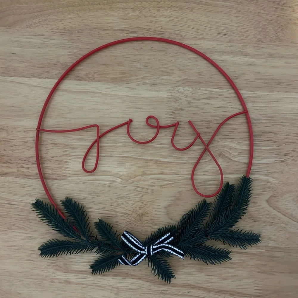 Red Joy Holiday Wreath with Greenery